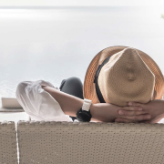 Woman with a hat resting