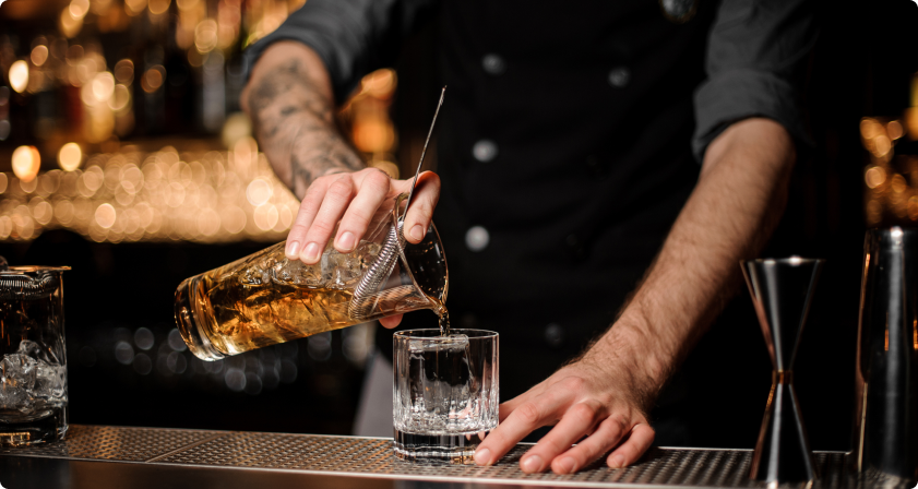 Bartender serving drinks