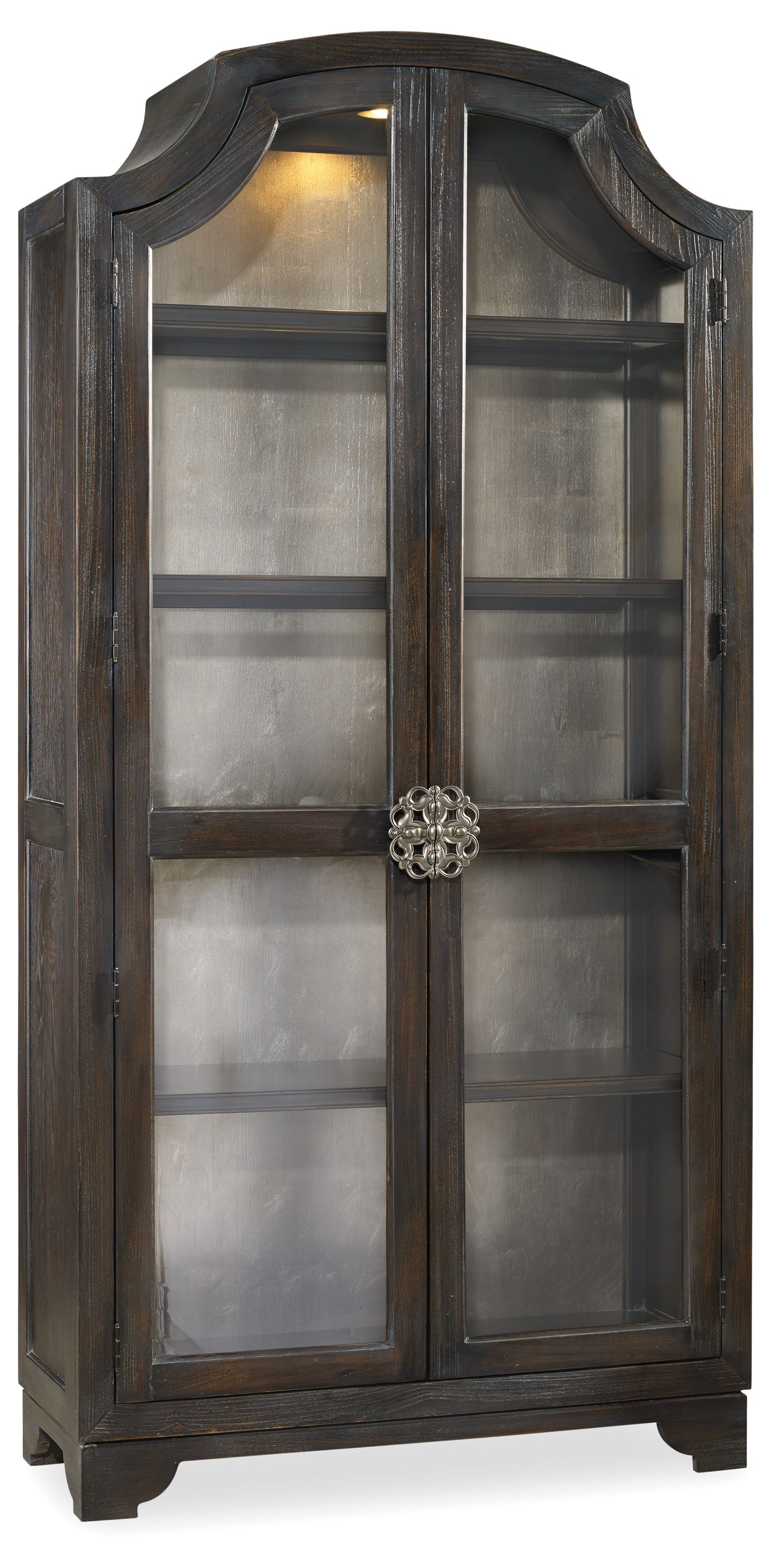 Sanctuary glass bunching curio-ebony antiqued oak