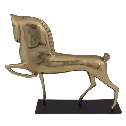 Horse on stand, brass