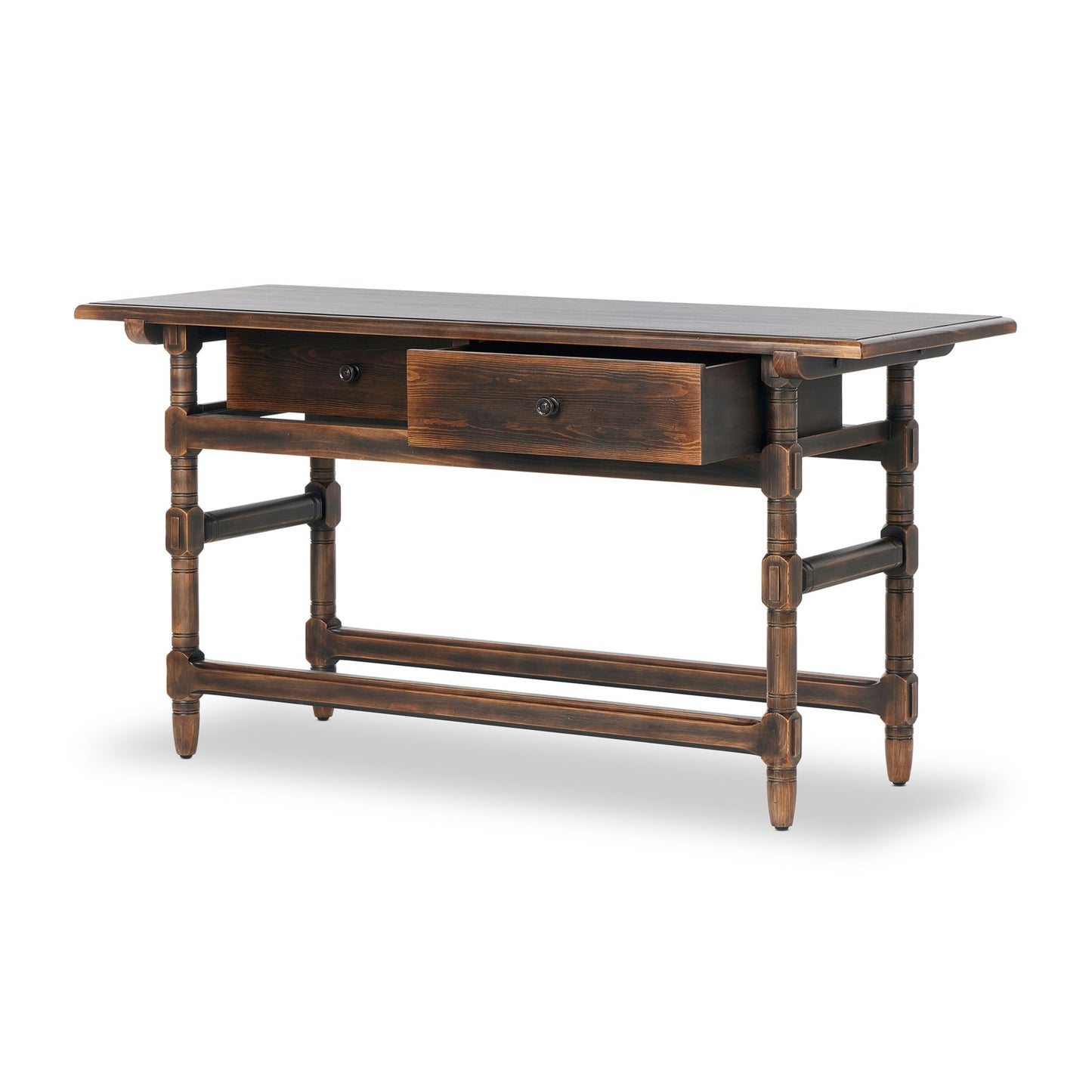 Colonial table: aged brown-aged brown veneer-aged brown