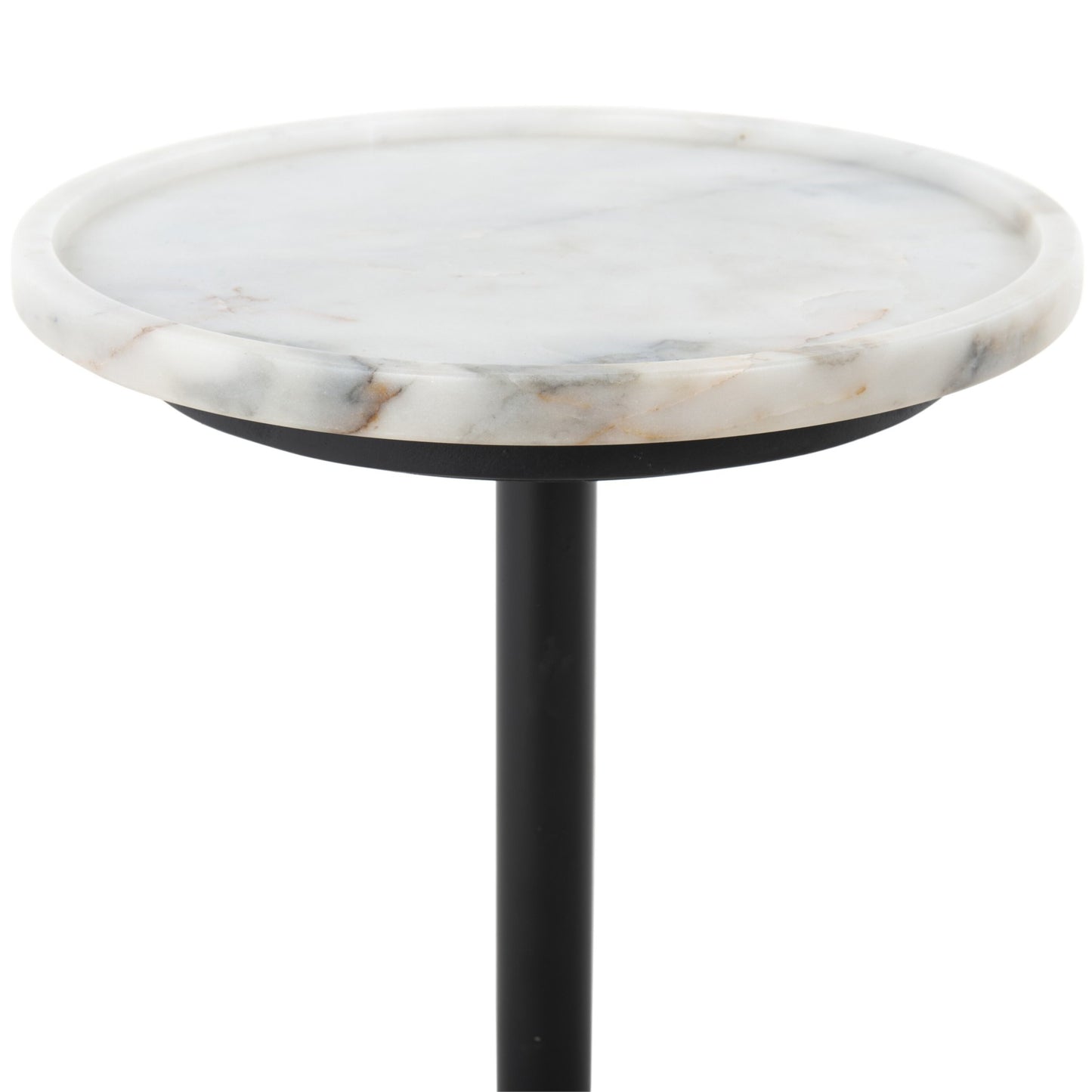 Viola accent table: polished white marble-dark kettle black