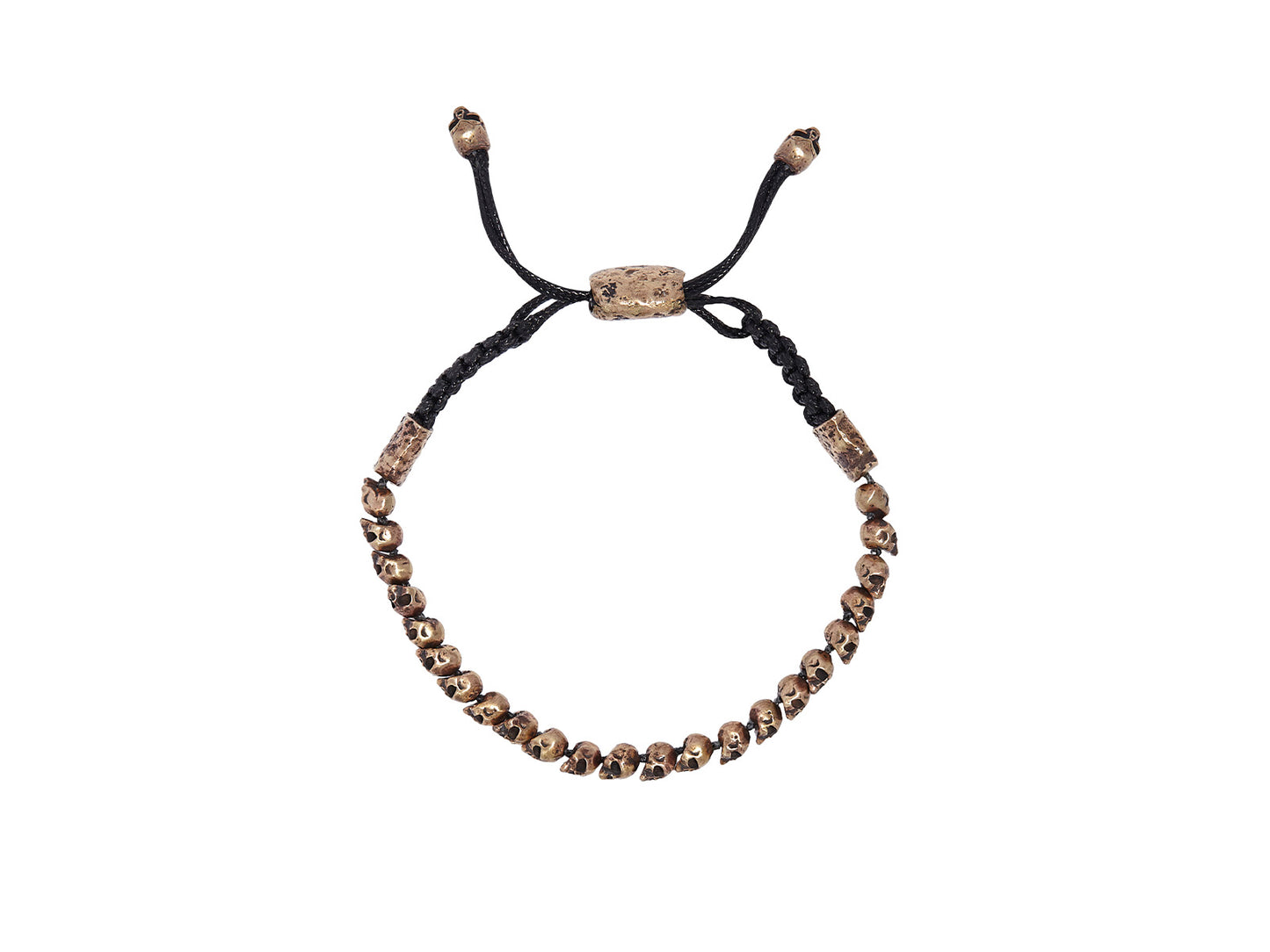 Slider bracelet in brass, beaded, from the skull collection 7-10 inches