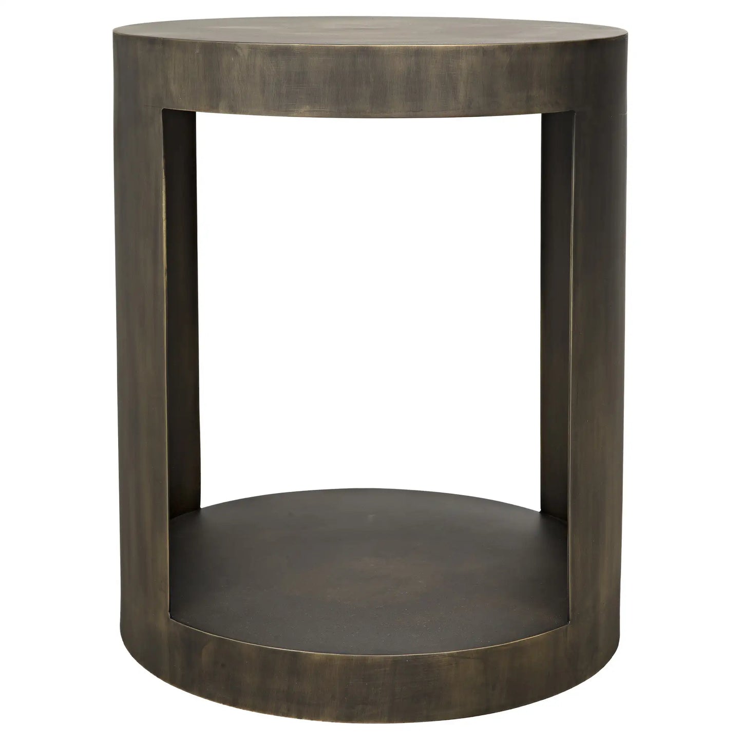 Chrysler side table, steel with aged brass finish