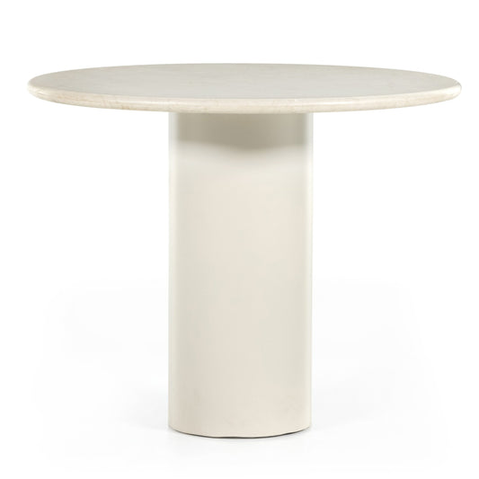 Belle round dining table: cream marble-ivory iron