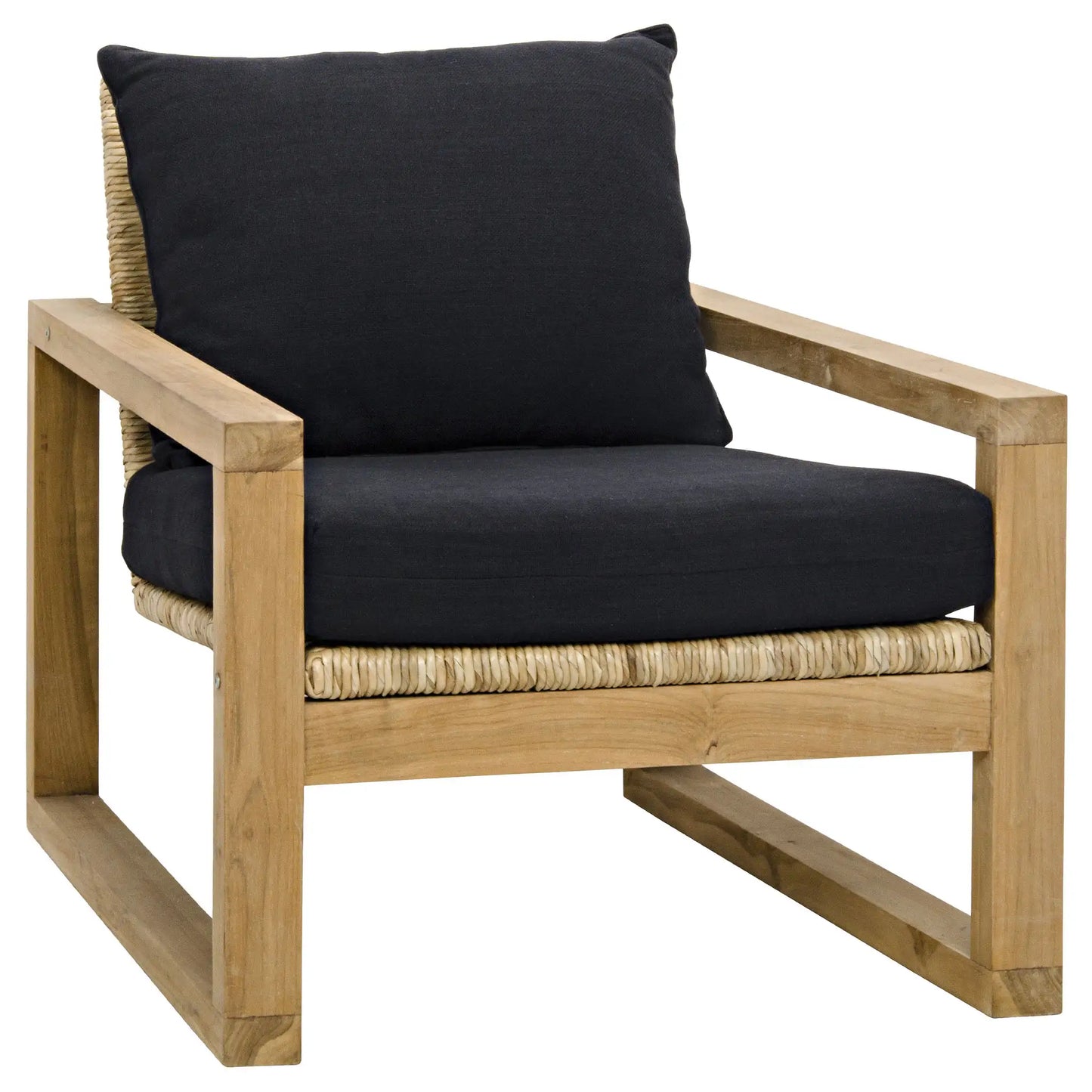 Martin chair, teak frame, woven seat, black woven fabric