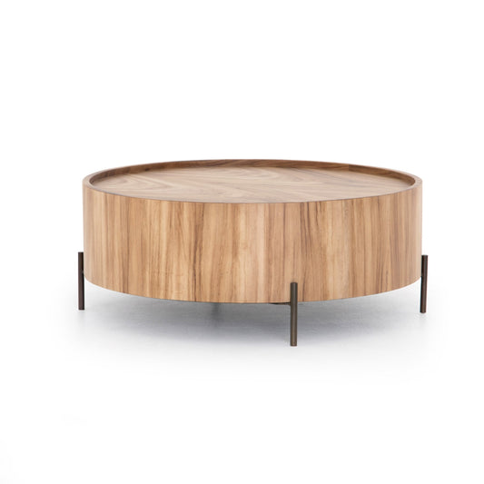 Lunas drum coffee table-gold guanacaste