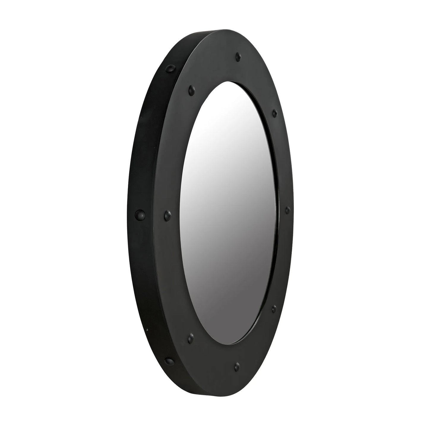 Clay mirror, large, black steel