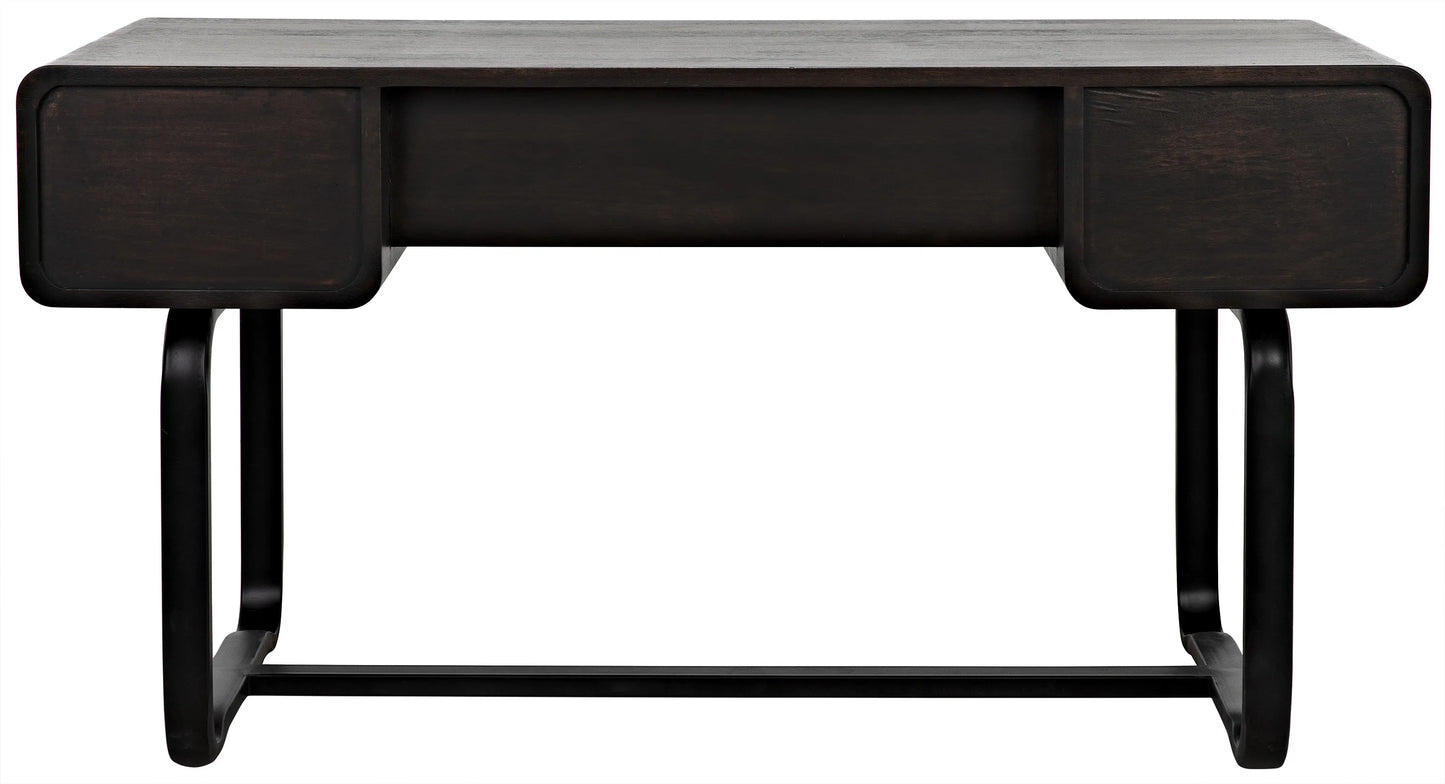 Voltes desk, ebony walnut with black steel