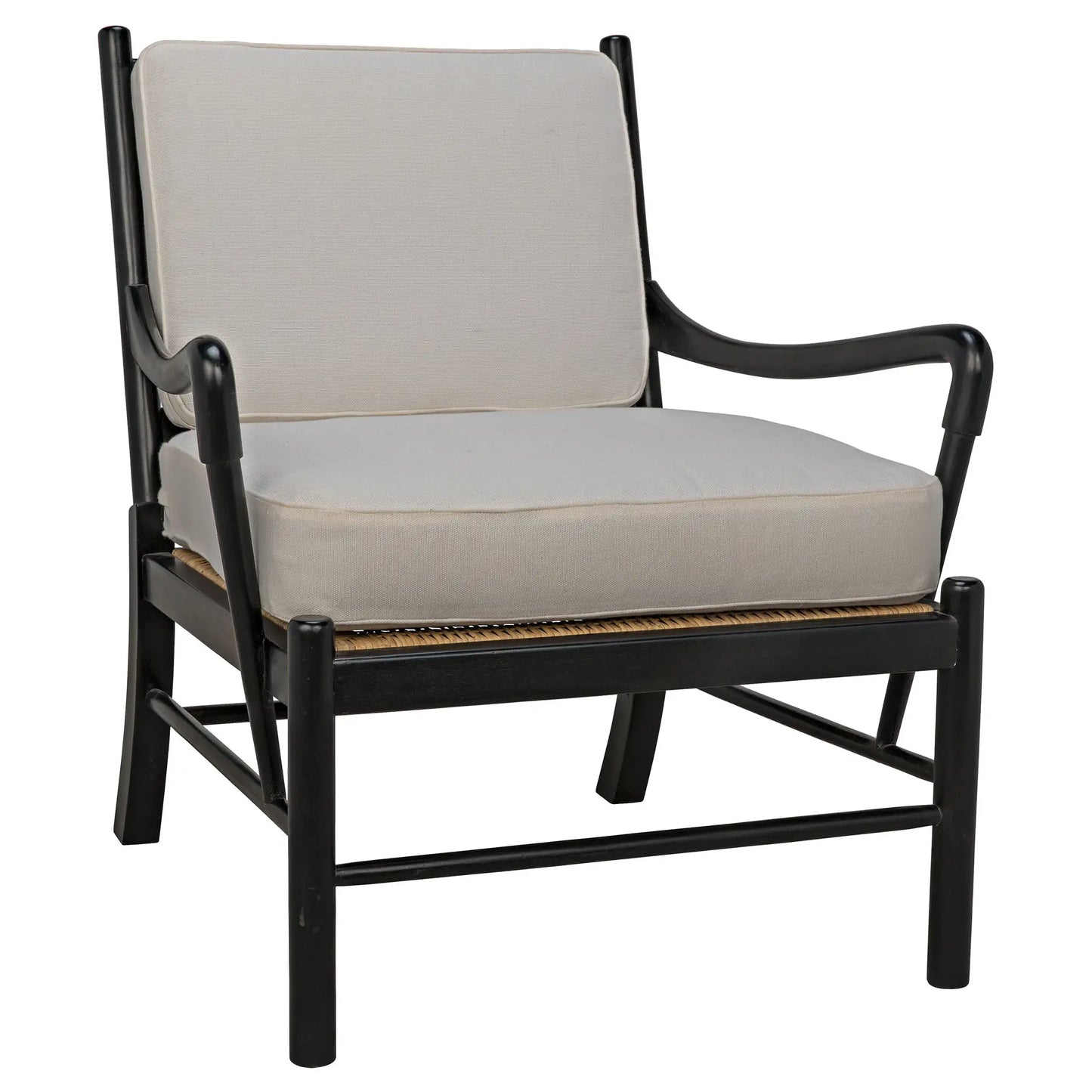 Kevin chair with rattan, hand rubbed black