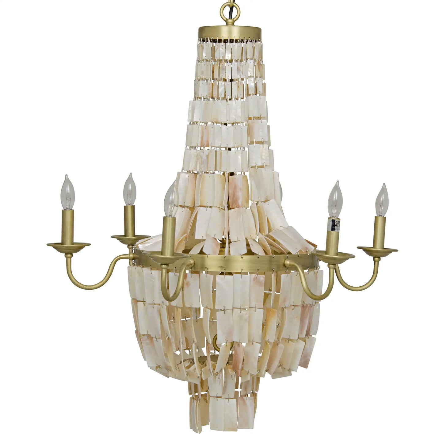 Bijou chandelier, antique brass, metal and shells