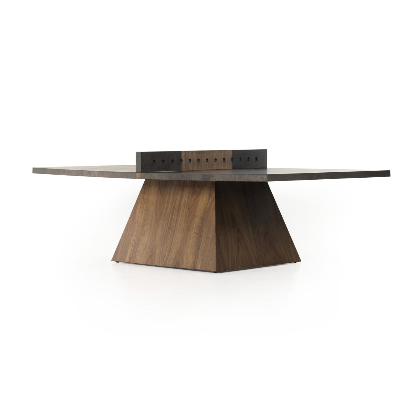 Ping pong table: natural brown guanacaste-aged metal-light natural