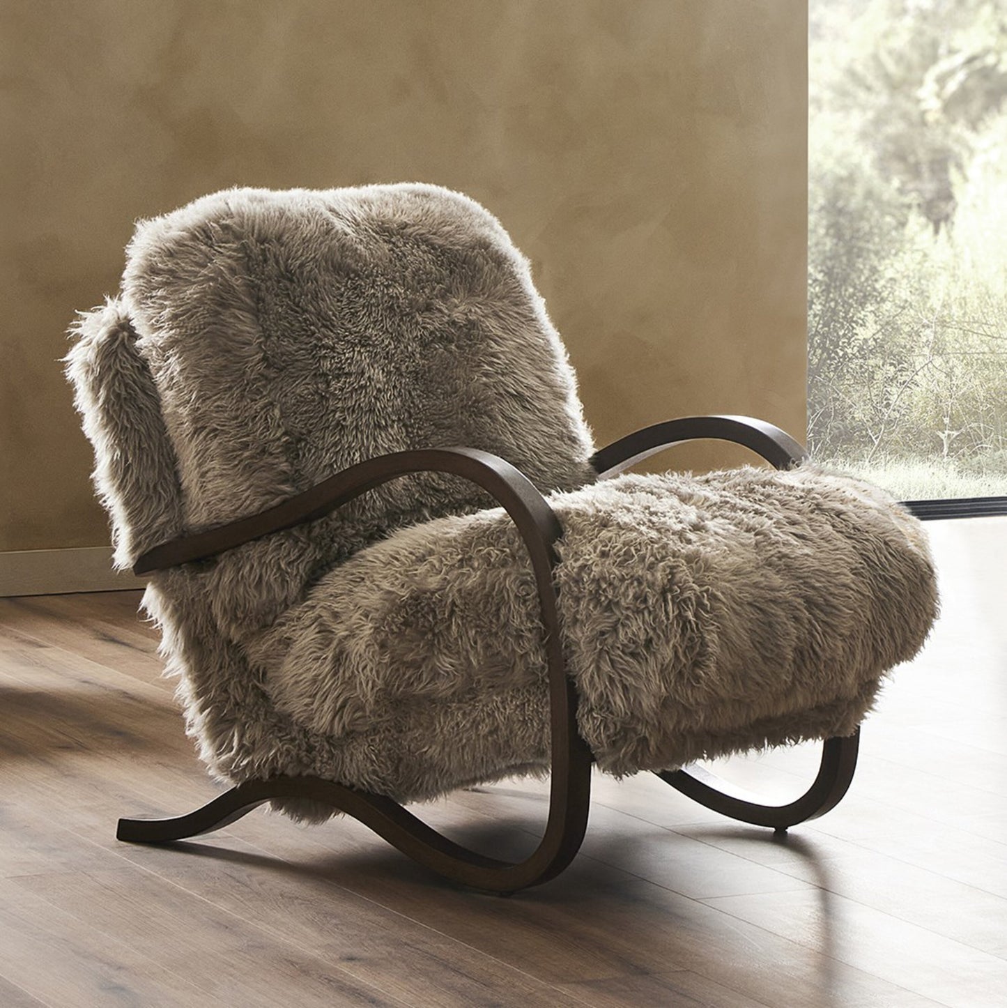 Tobin chair-taupe mongolian fur