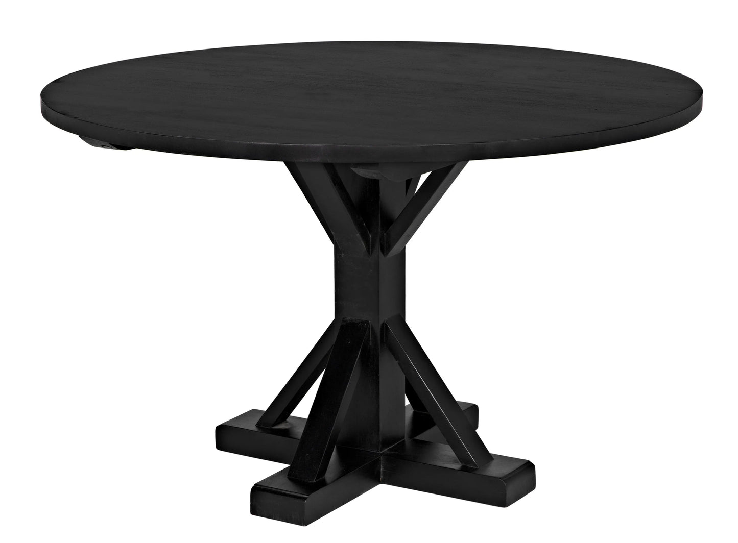 Criss-cross round table, 48" diameter, hand rubbed black