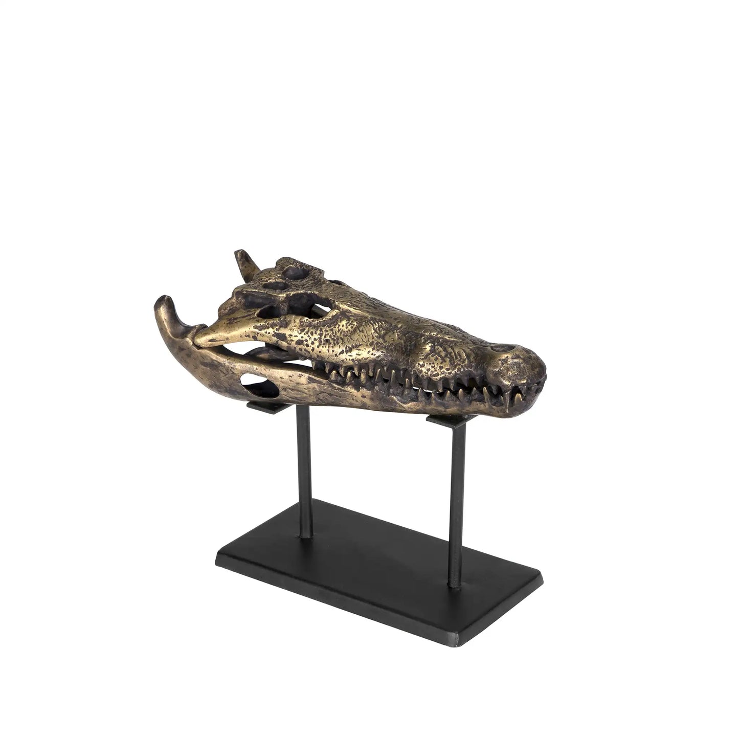 Brass alligator on stand, small