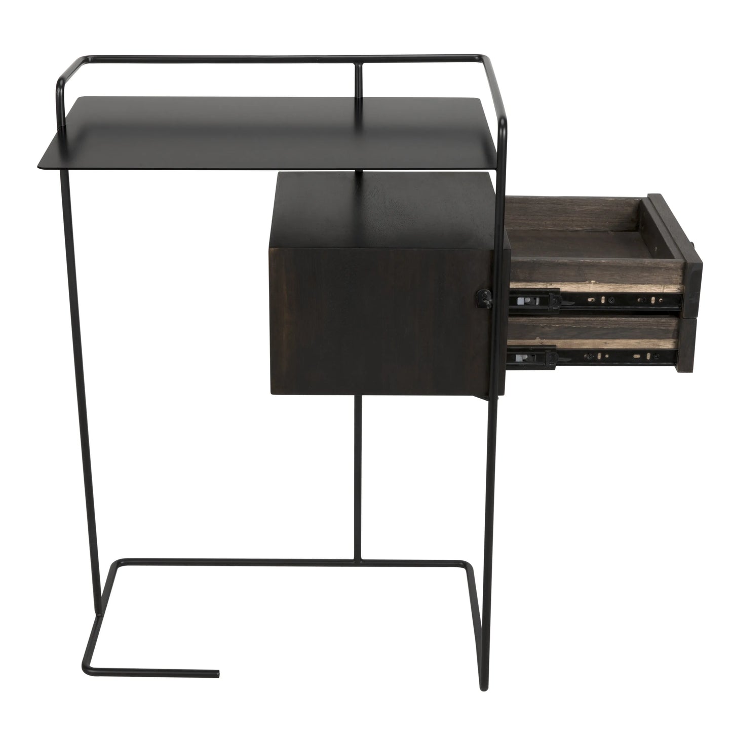 Massimo side table, black steel and walnut