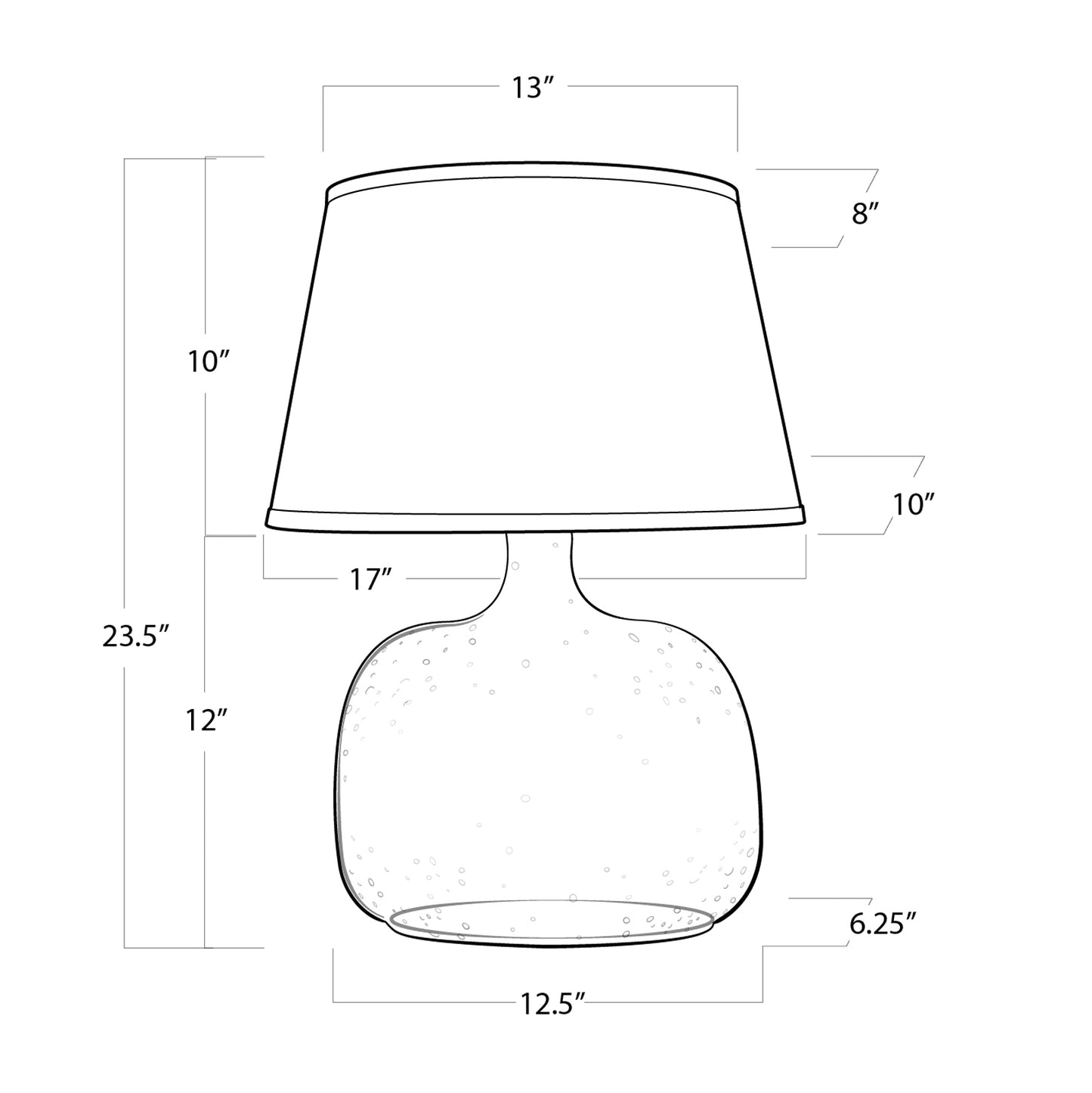 Seeded oval glass table lamp