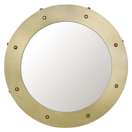 Clay mirror, large, metal with brass finish