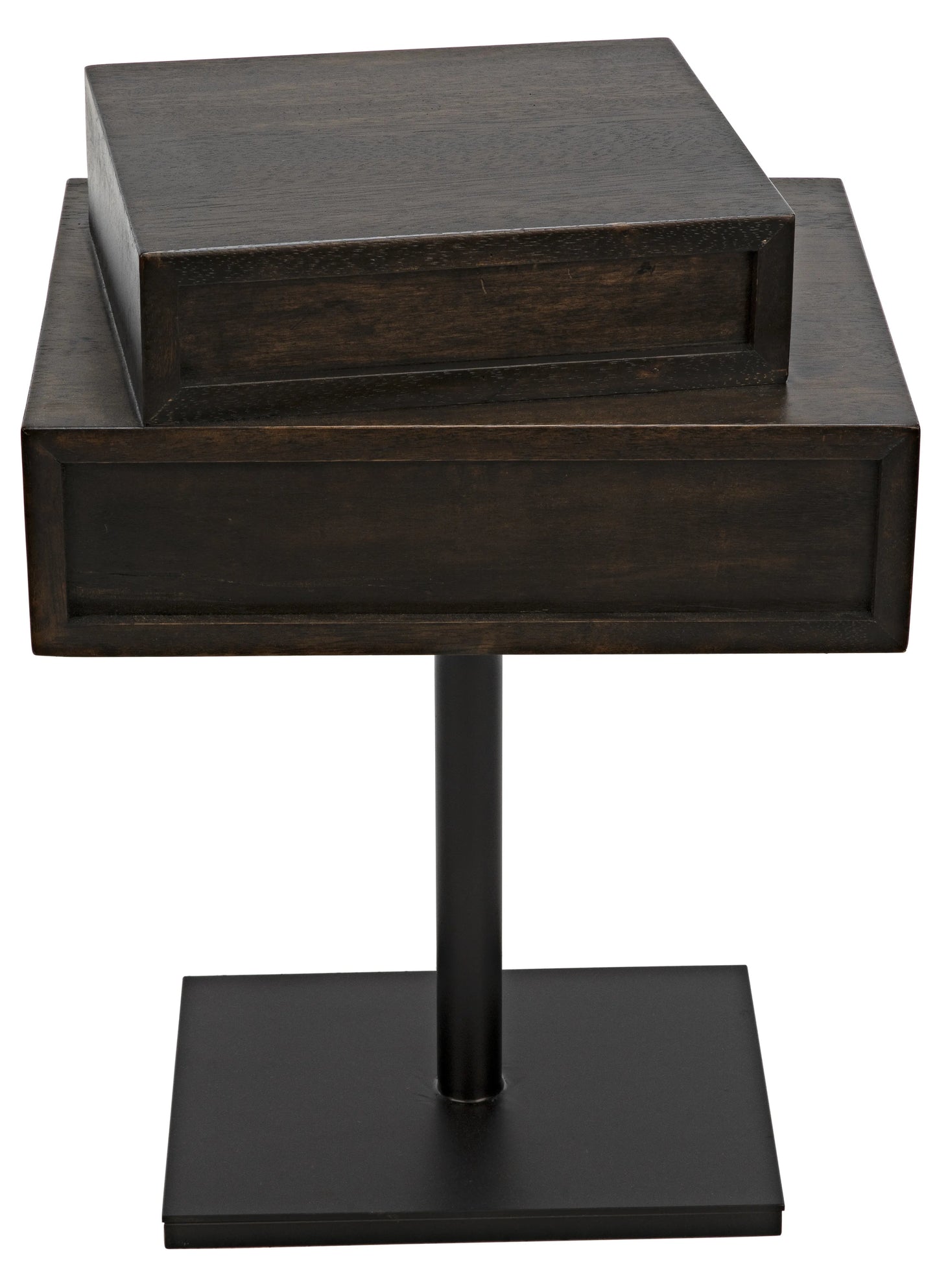 Enola side table, ebony walnut with steel base