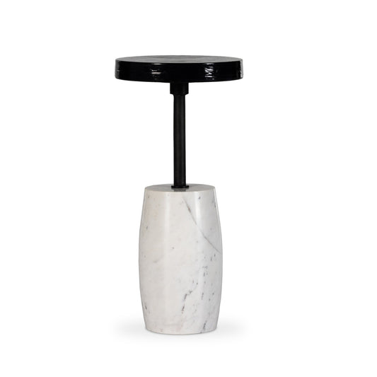 Baz end table-grey cast glass