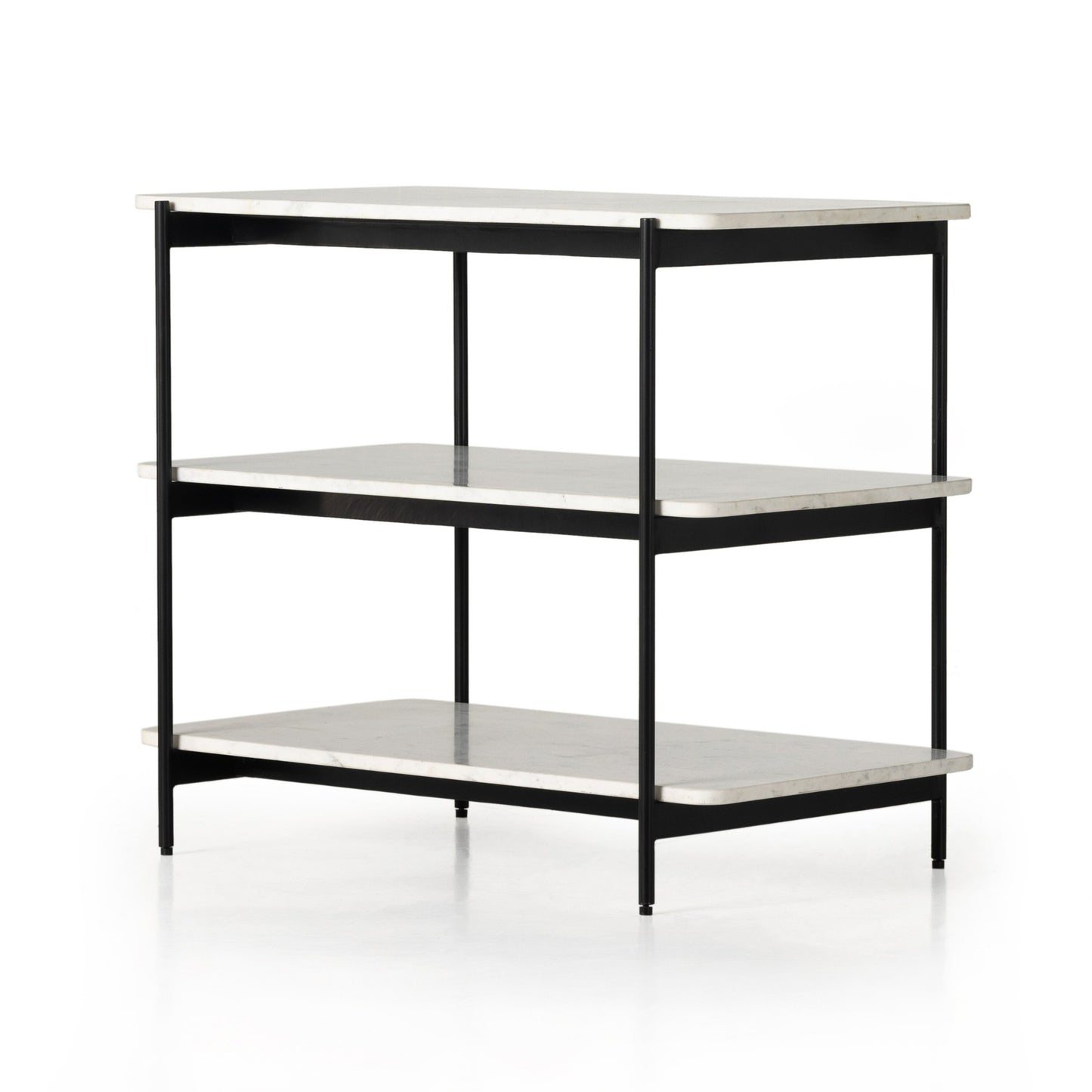 Jasper nightstand: iron matte black-polished white marble