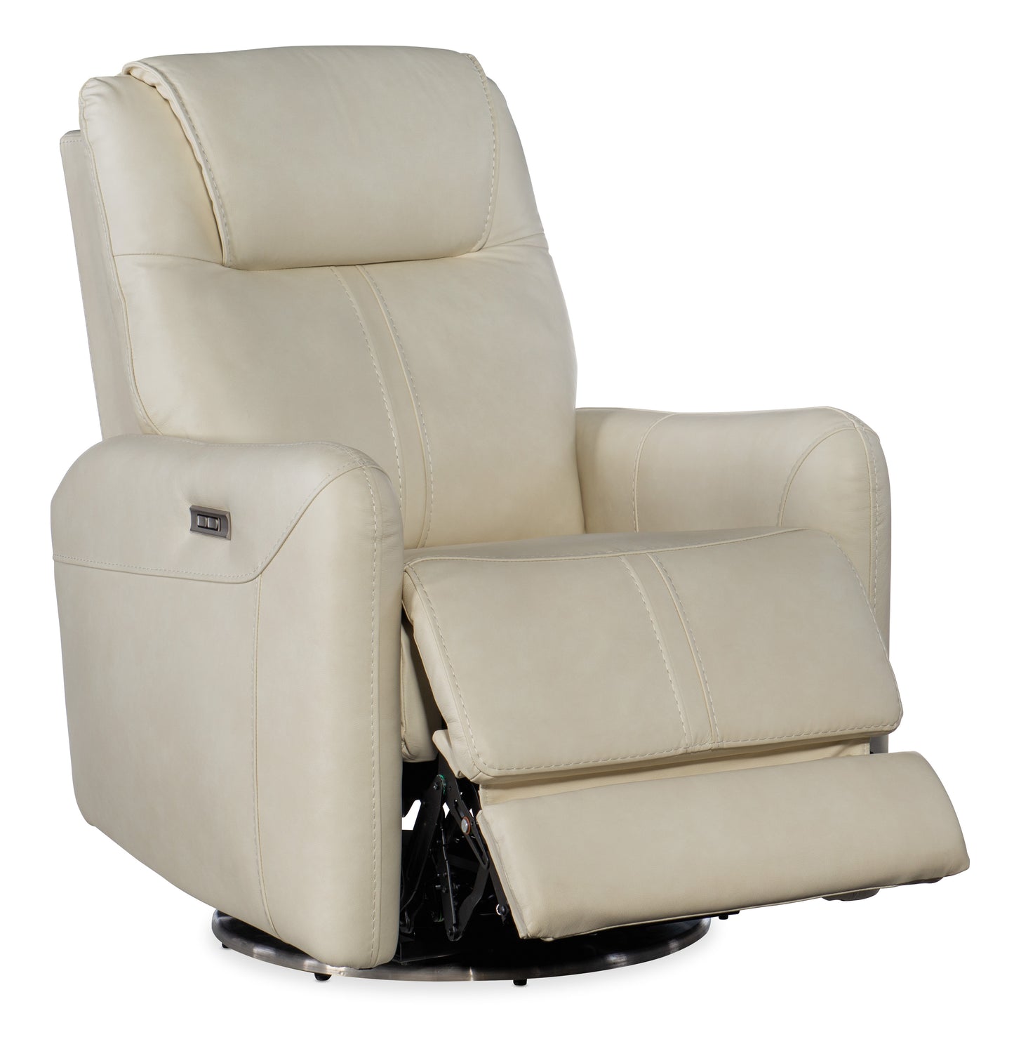 Steffen swivel power recliner with power headrest