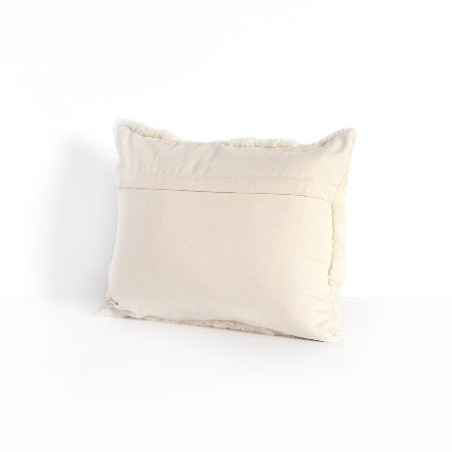 Patchwork shearing lumbar pillow-cream