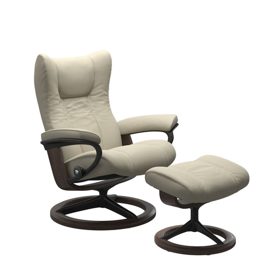 Stressless® wing (l) signature base recliner with ottoman