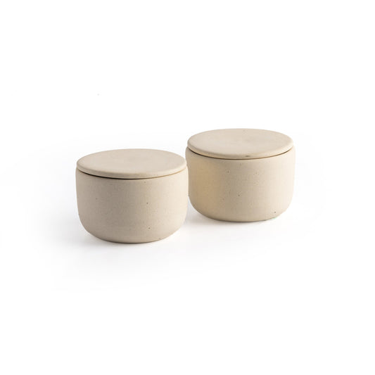 Nelo salt jar, set of 2-cream matte