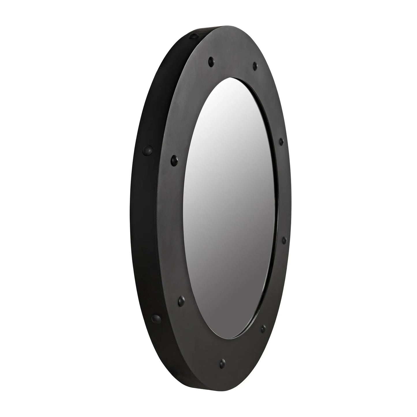 Clay mirror, large, black steel