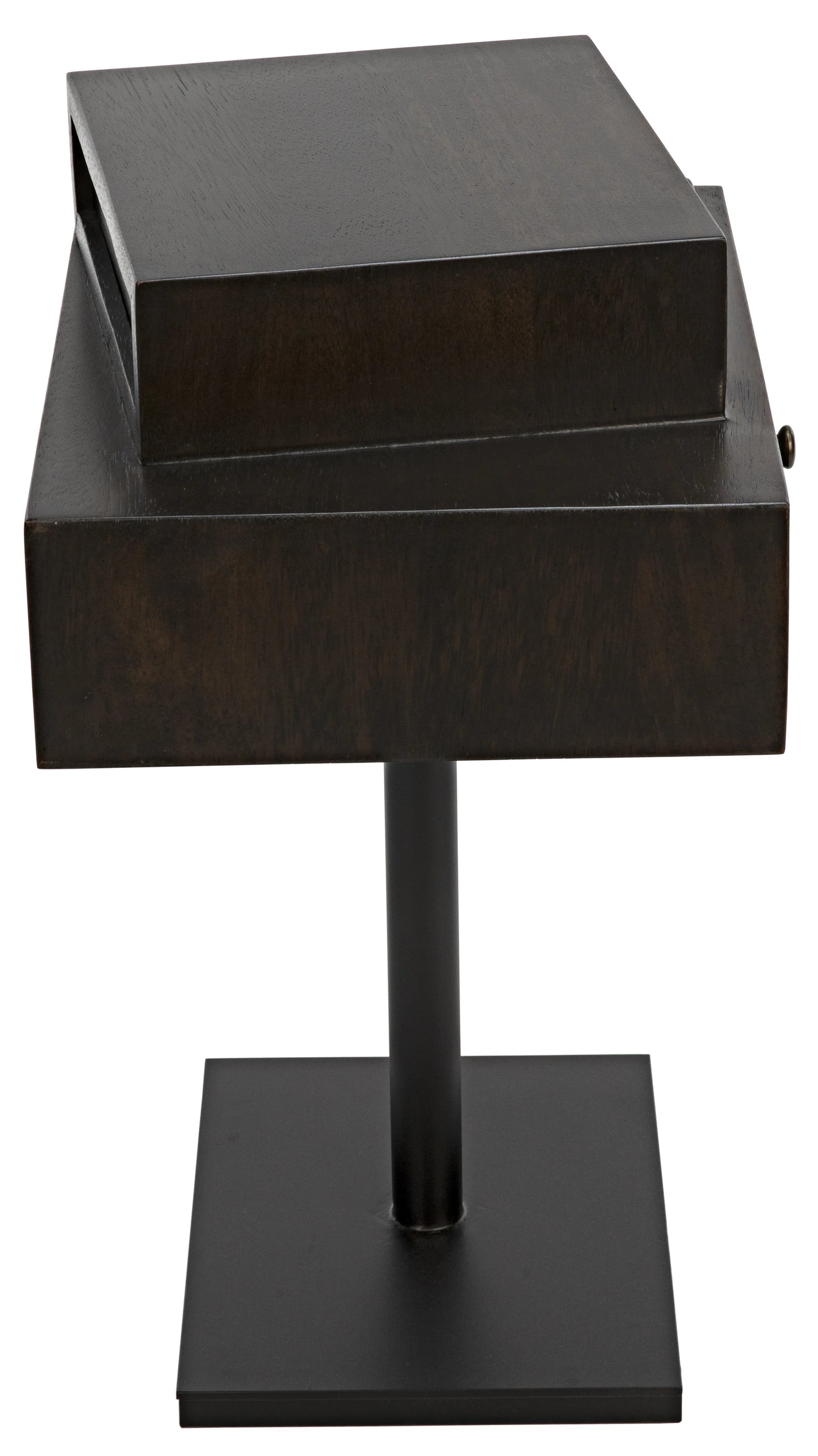 Enola side table, ebony walnut with steel base