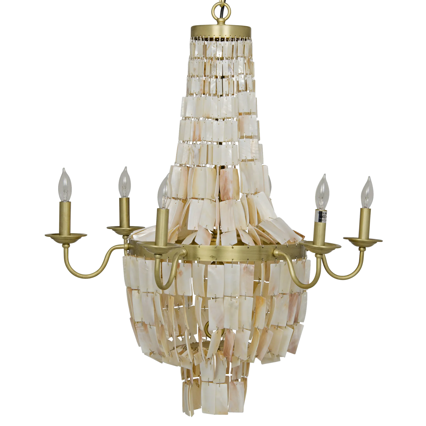 Bijou chandelier, antique brass, metal and shells