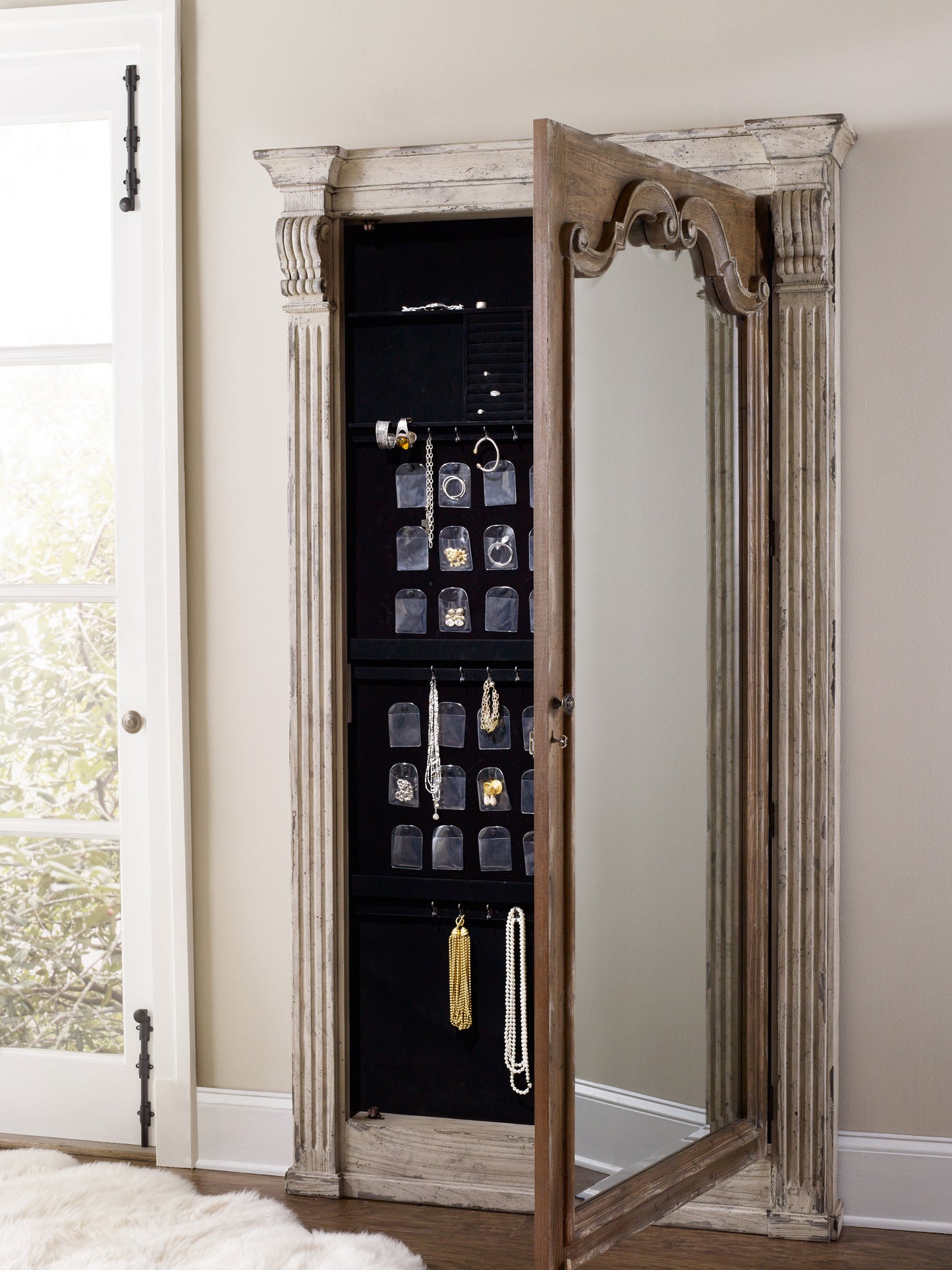 Chatelet floor mirror w/jewelry armoire storage