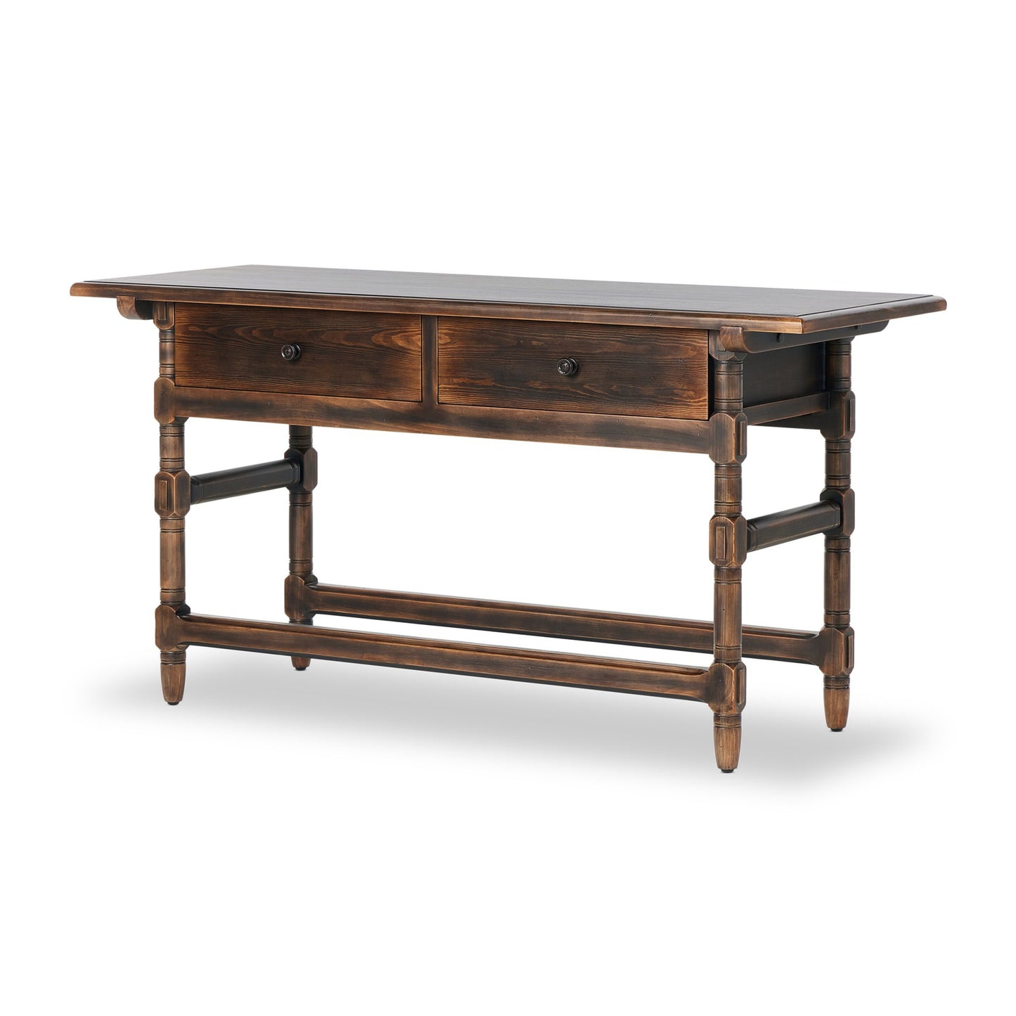 Colonial table: aged brown-aged brown veneer-aged brown