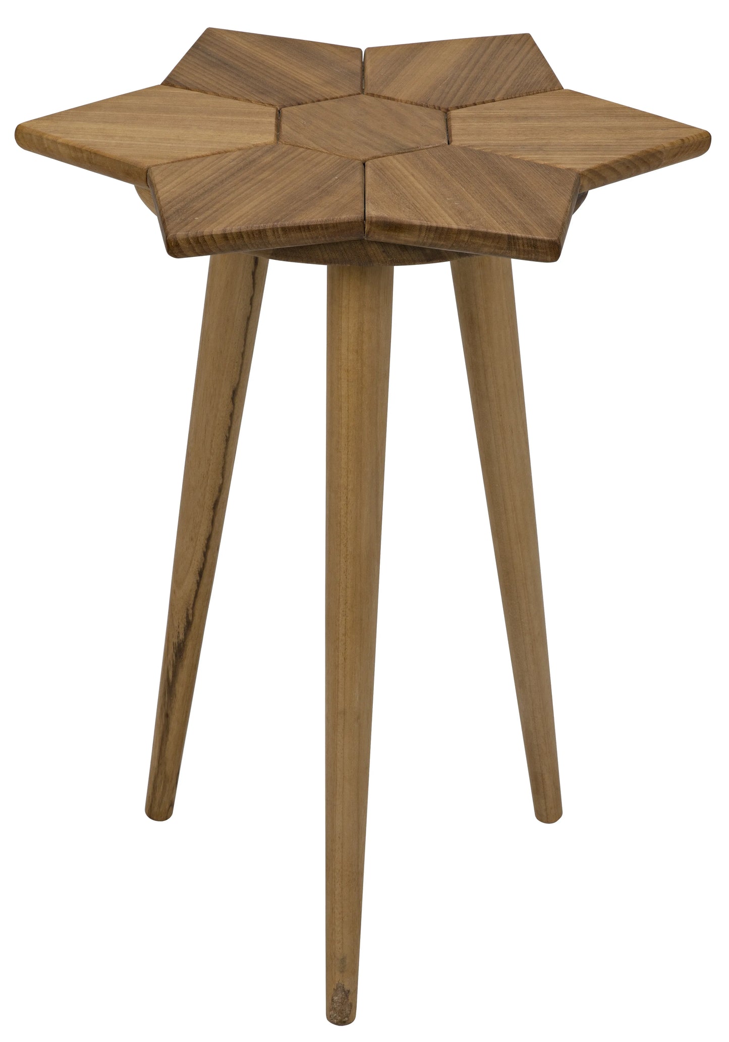 Petal side table, gold teak