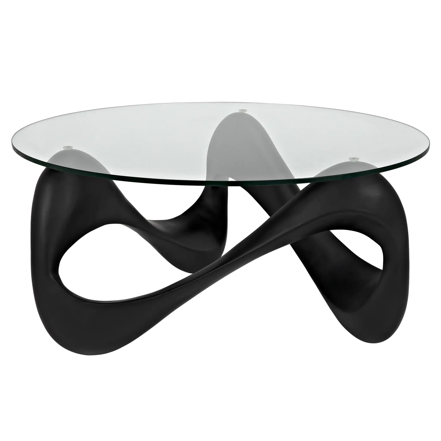 Orion coffee table, black resin cement with glass