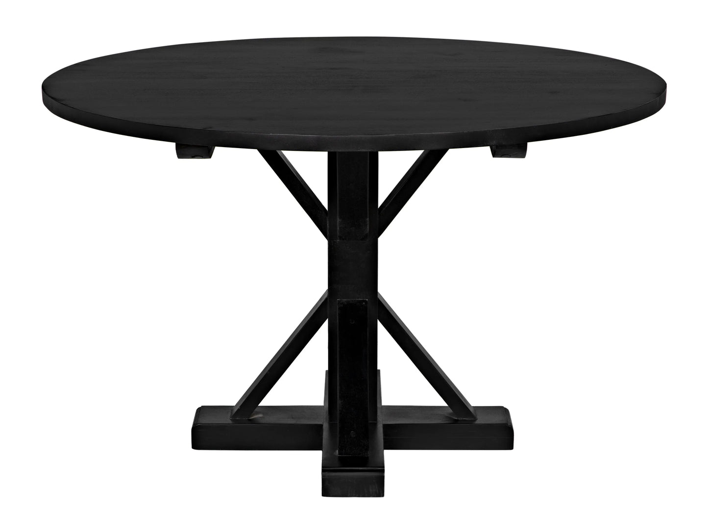 Criss-cross round table, 48" diameter, hand rubbed black