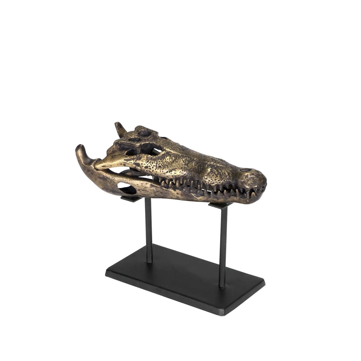 Brass alligator on stand, small