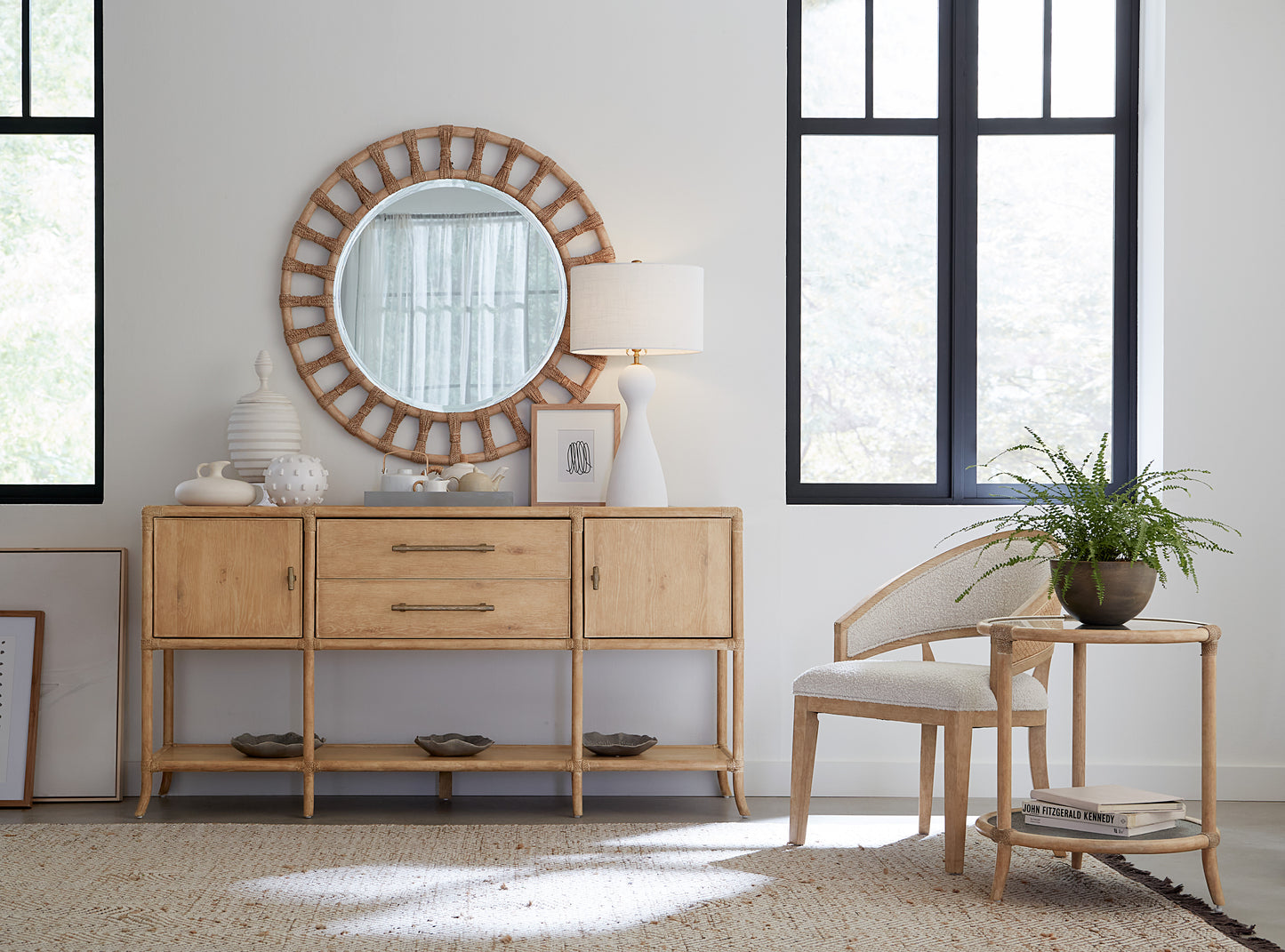 Retreat pole rattan sideboard