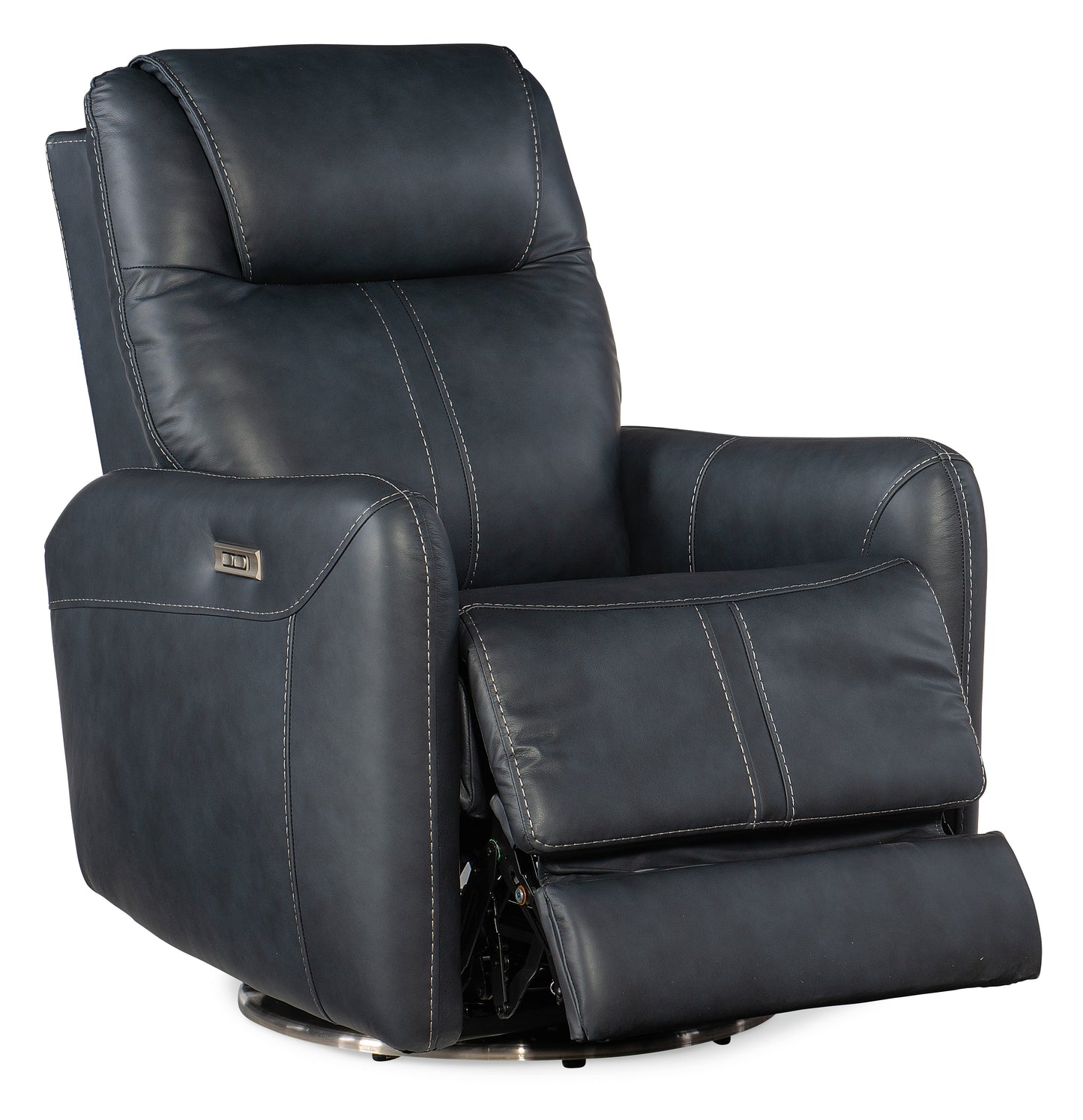 Steffen swivel power recliner with power headrest