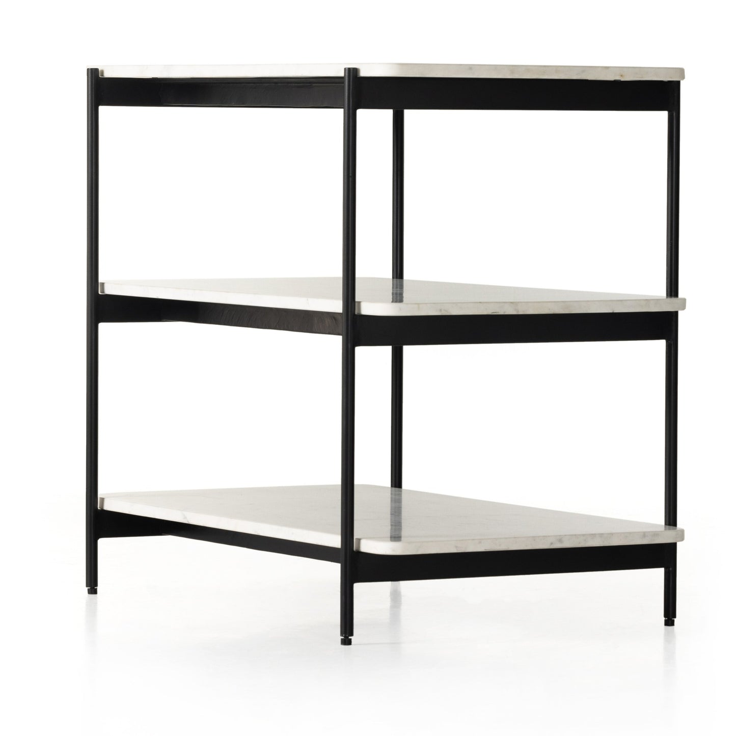 Jasper nightstand: iron matte black-polished white marble