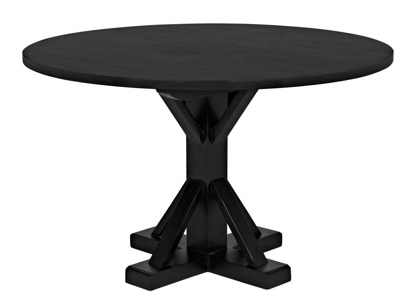 Criss-cross round table, 48" diameter, hand rubbed black