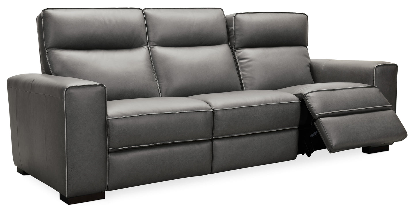 Braeburn leather sofa w/pwr recline pwr headrest