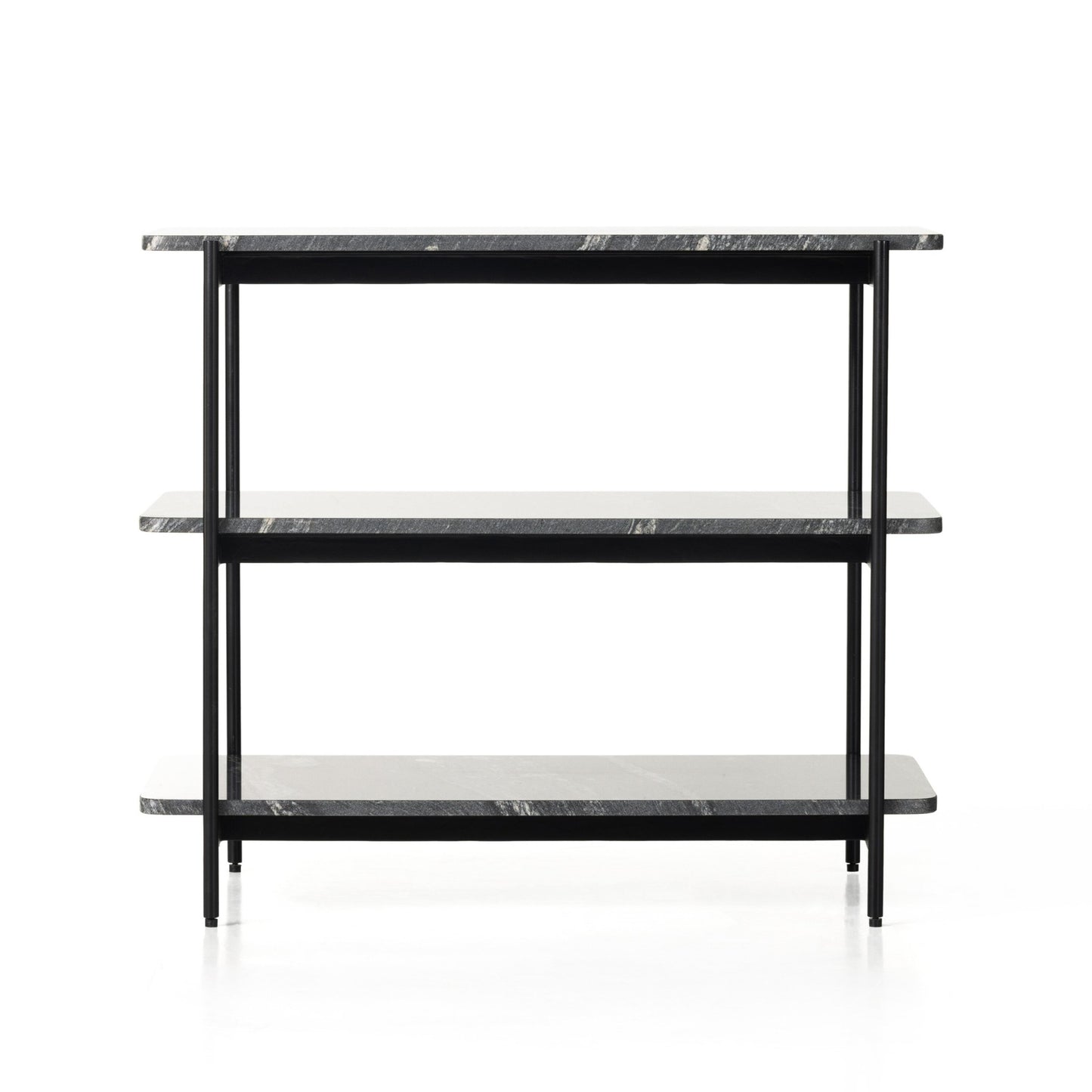 Jasper nightstand: iron matte black-polished black marble