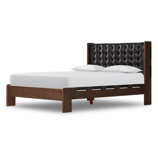 Halston bed: terra brown ash-heirloom black-terra brown ash veneer-king