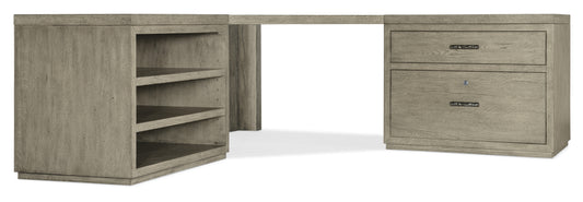 Linville falls corner desk with lateral file and open desk cabinet