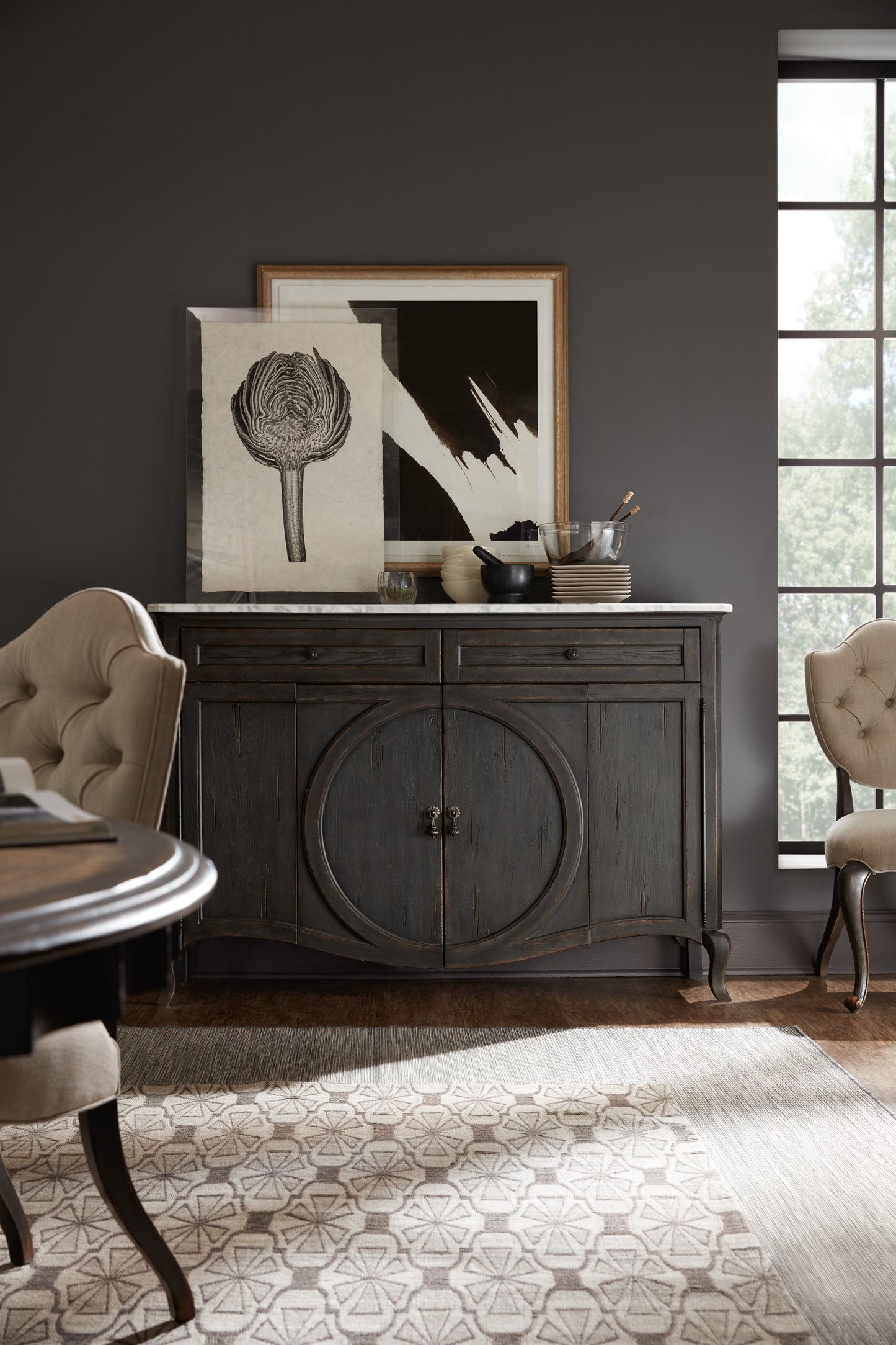 Melange four-door two-drawer credenza