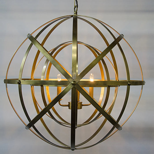 Alchemy chandelier, metal with brass finish