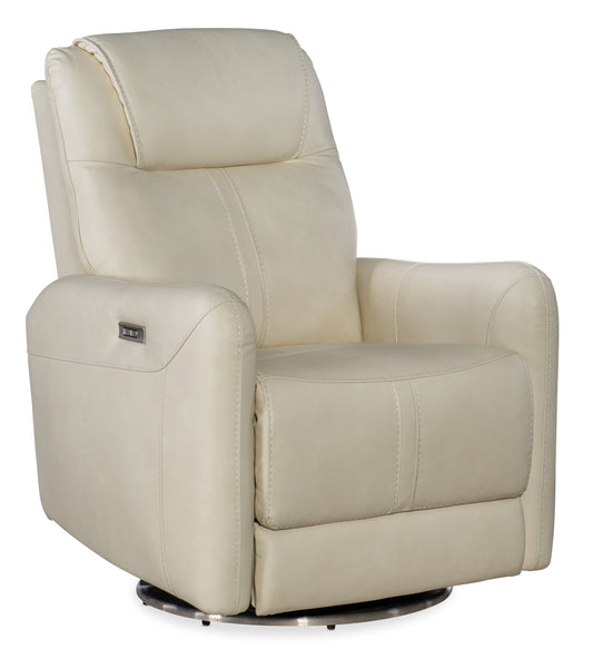 Steffen swivel power recliner with power headrest