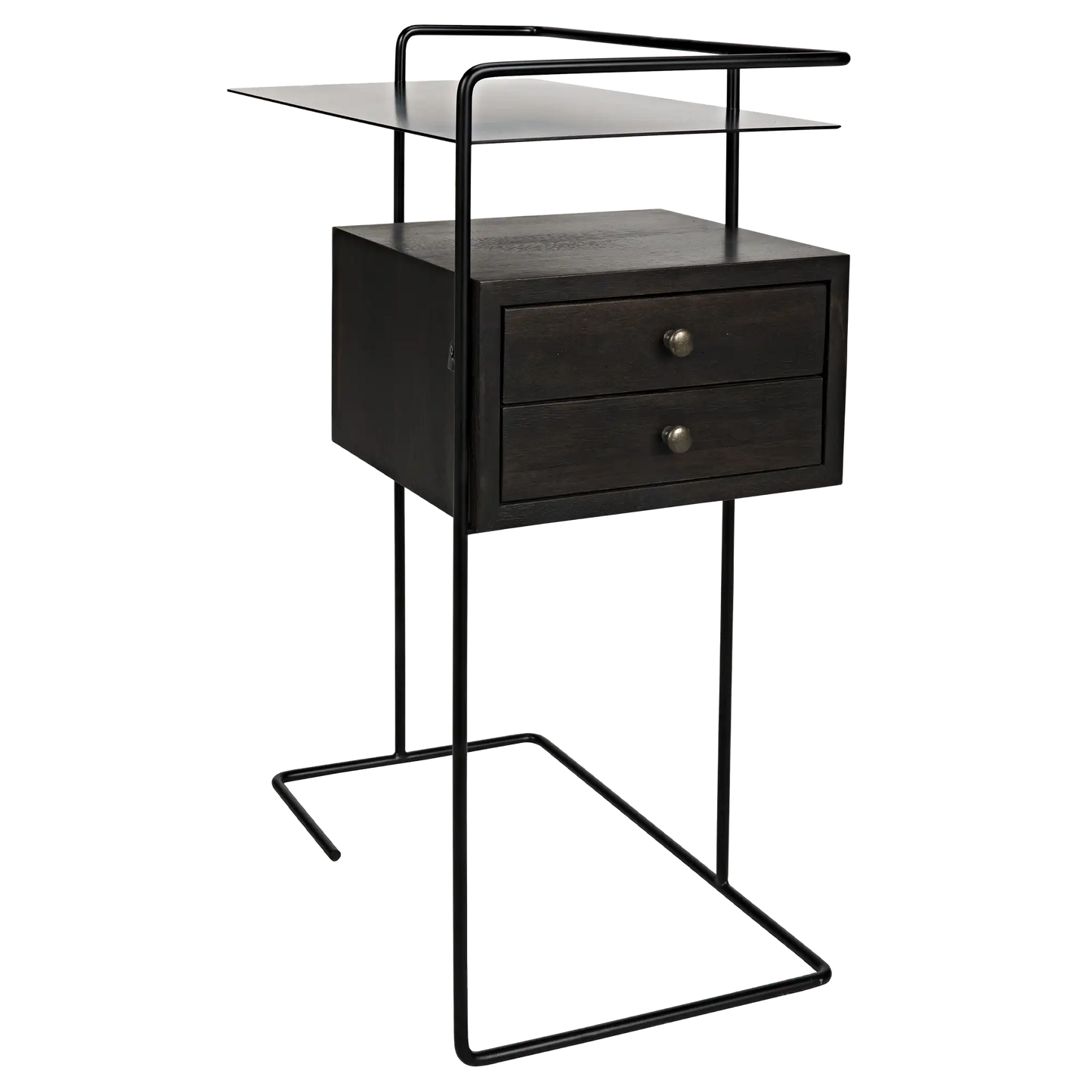 Massimo side table, black steel and walnut